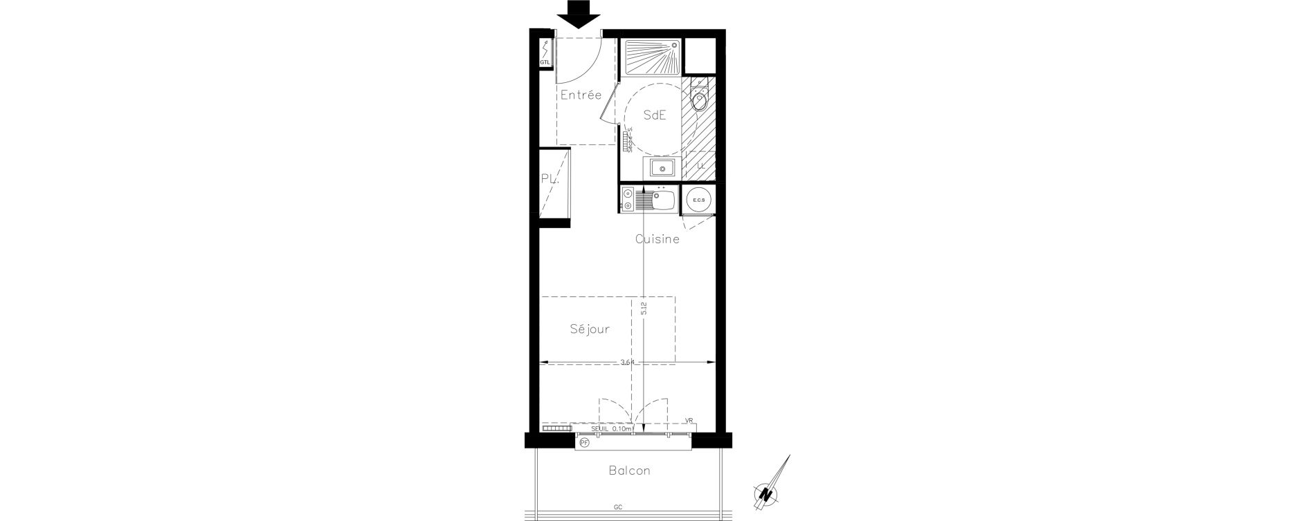Appartement T1 de 28,41 m2 &agrave; Clamart Le petit clamart