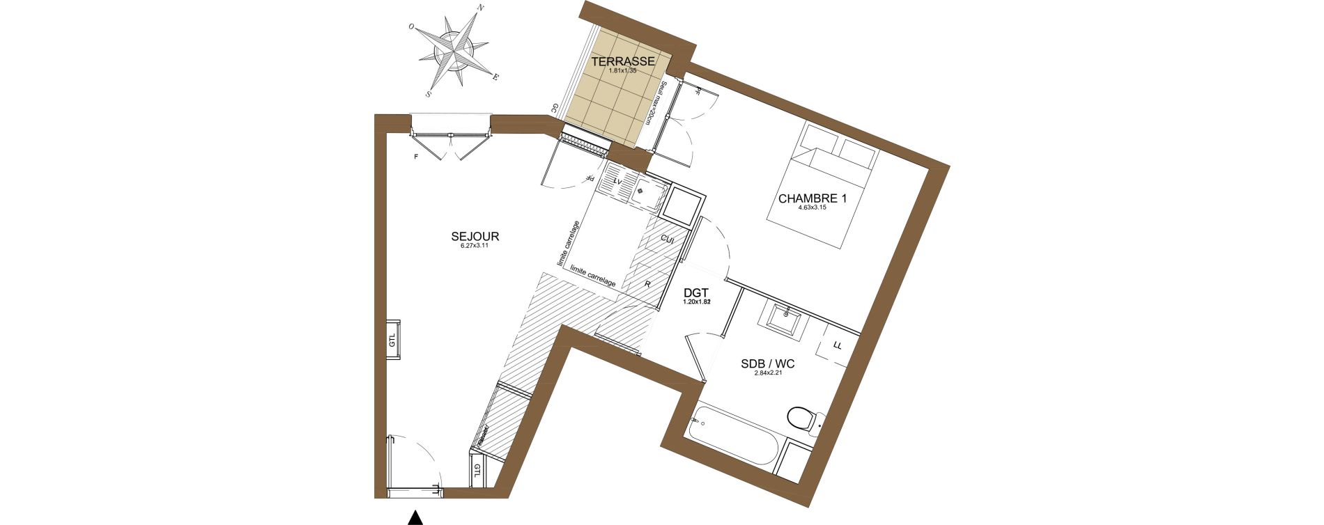 Appartement T2 de 44,28 m2 &agrave; Clamart Jardin parisien