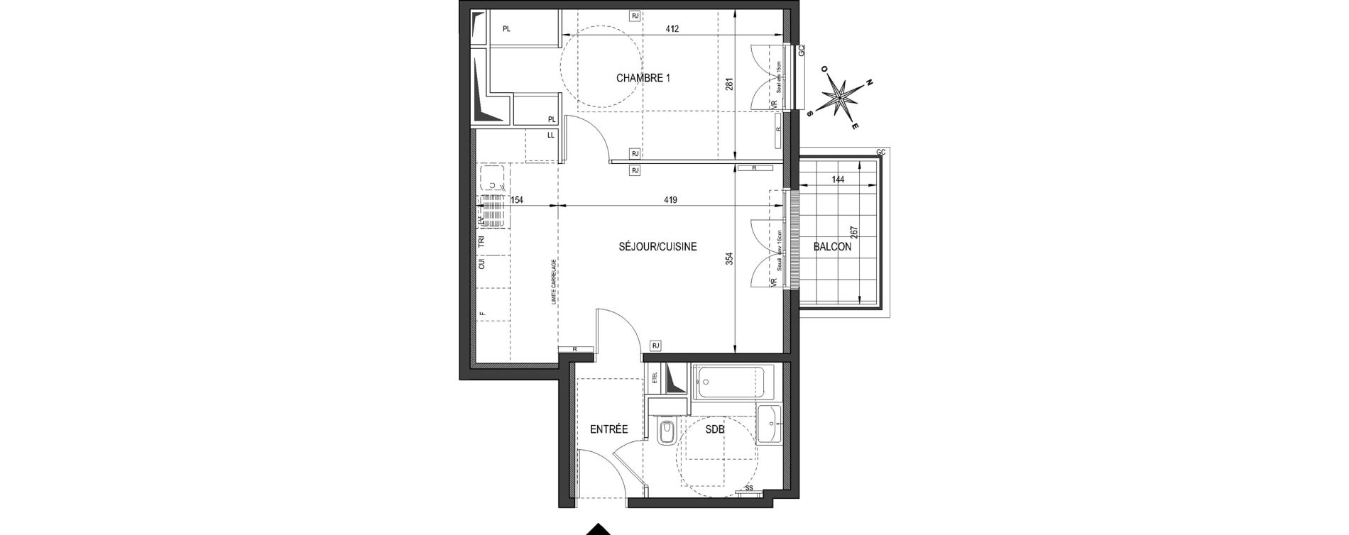 Appartement T2 de 41,35 m2 &agrave; Clamart Bois de clamart
