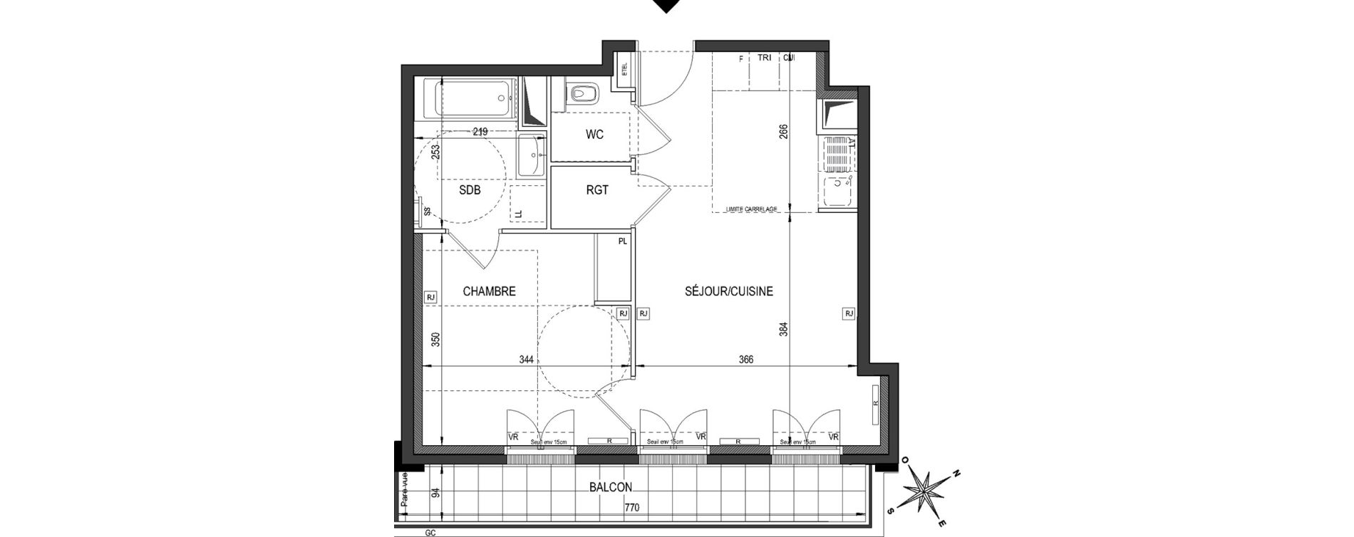 Appartement T2 de 42,50 m2 &agrave; Clamart Bois de clamart
