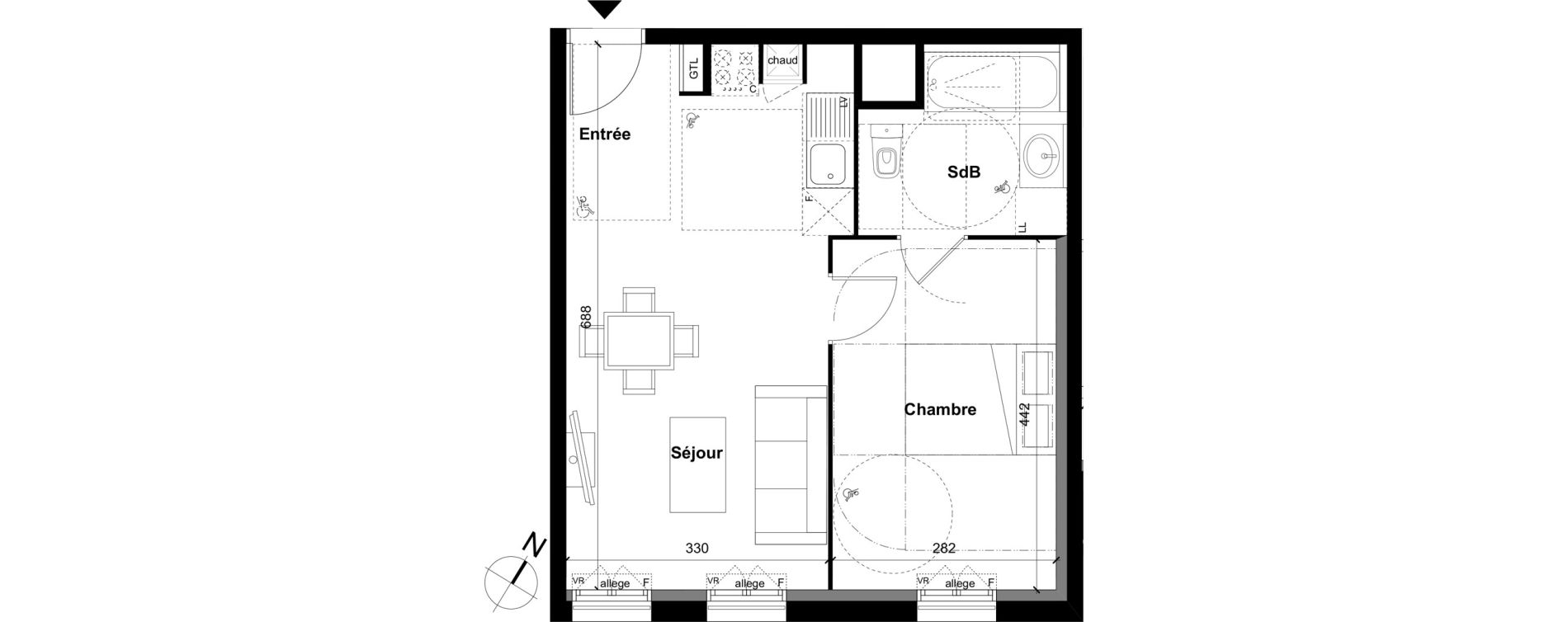 Appartement T2 de 41,20 m2 &agrave; Clamart Grand canal