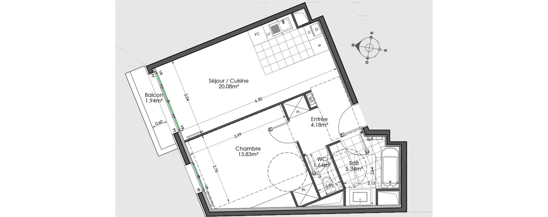 Appartement T2 de 45,07 m2 &agrave; Clamart Centre