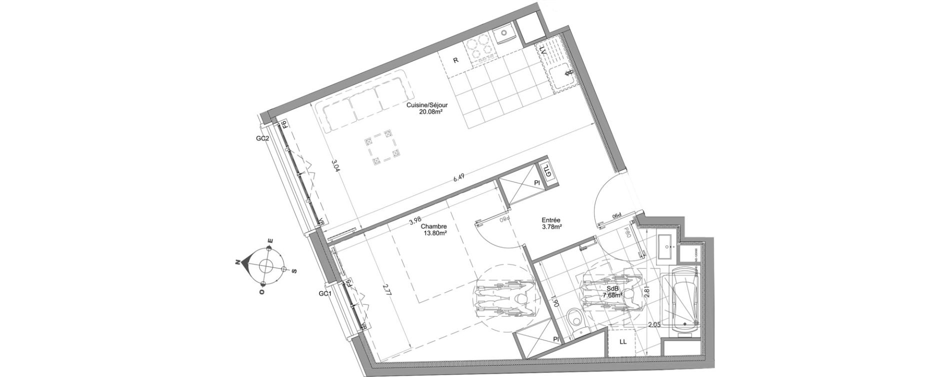 Appartement T2 de 45,34 m2 &agrave; Clamart Centre
