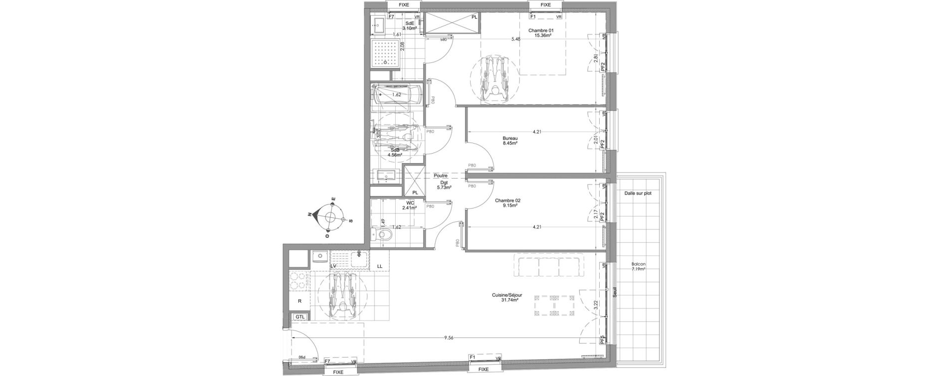 Appartement T4 de 80,50 m2 &agrave; Clamart Centre