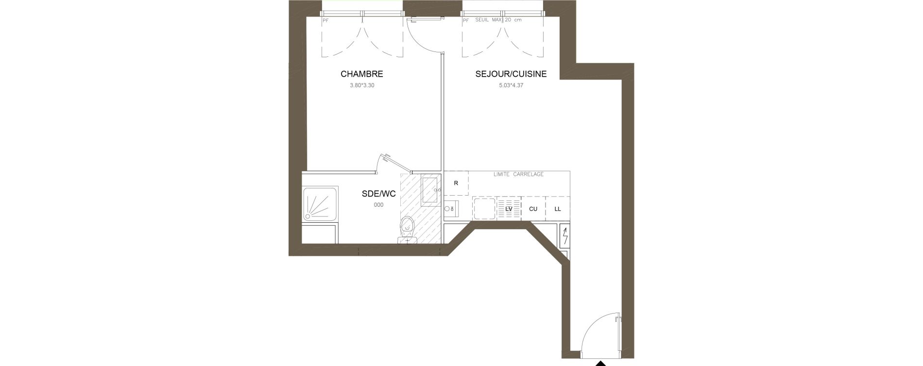 Appartement T2 de 41,77 m2 &agrave; Clamart Gare