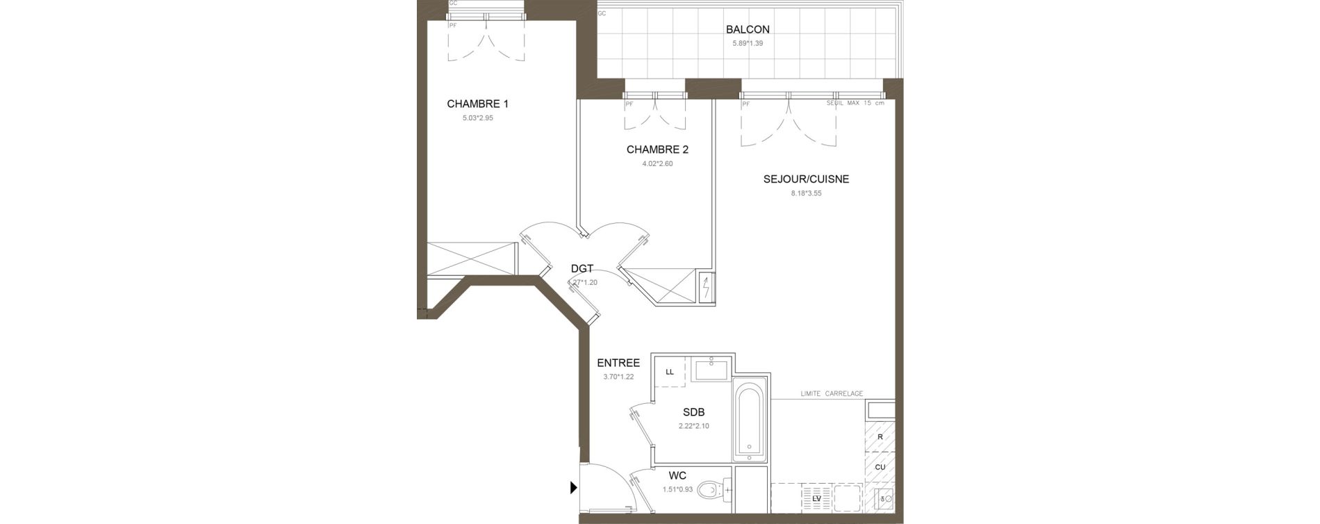 Appartement T3 de 62,80 m2 &agrave; Clamart Gare