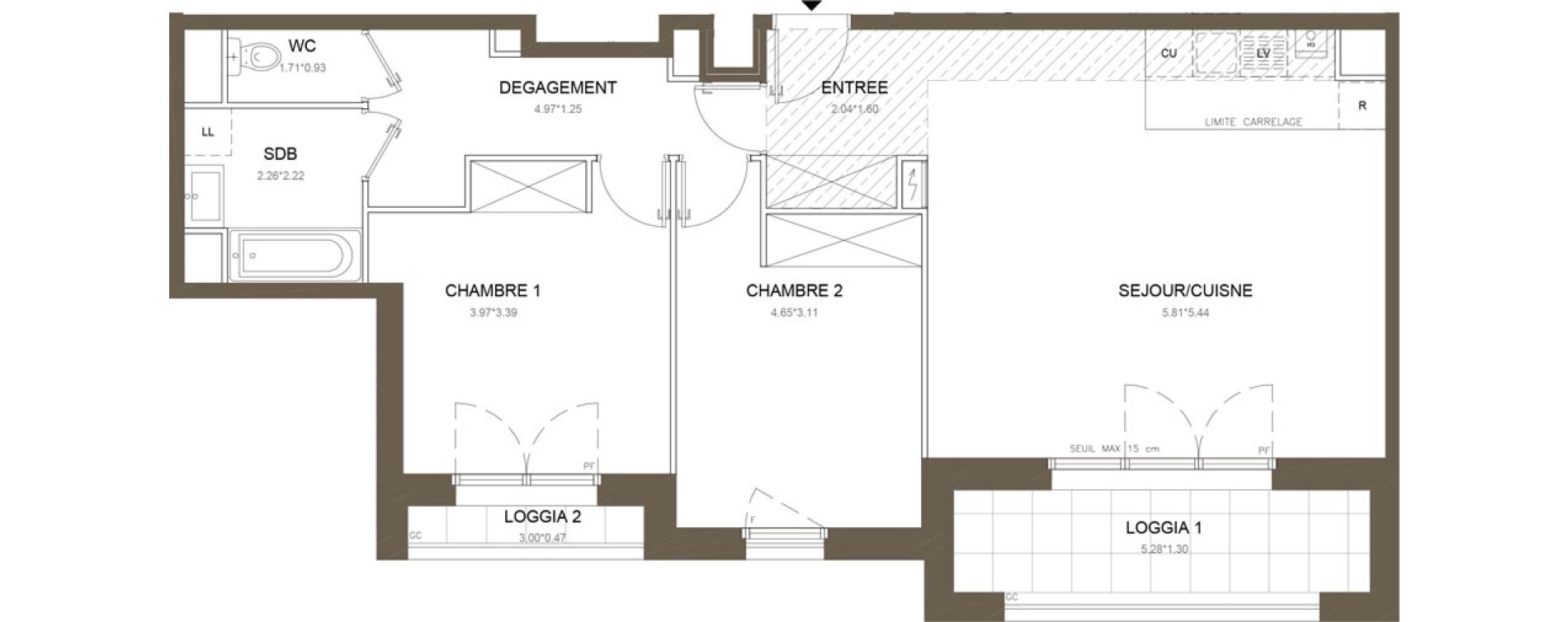 Appartement T3 de 75,26 m2 &agrave; Clamart Gare