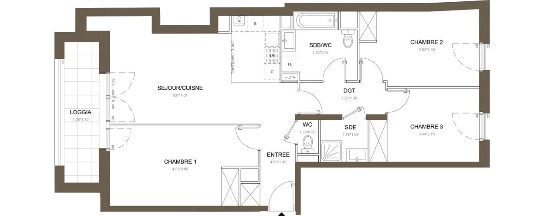 Appartement T4 de 82,56 m2 &agrave; Clamart Gare