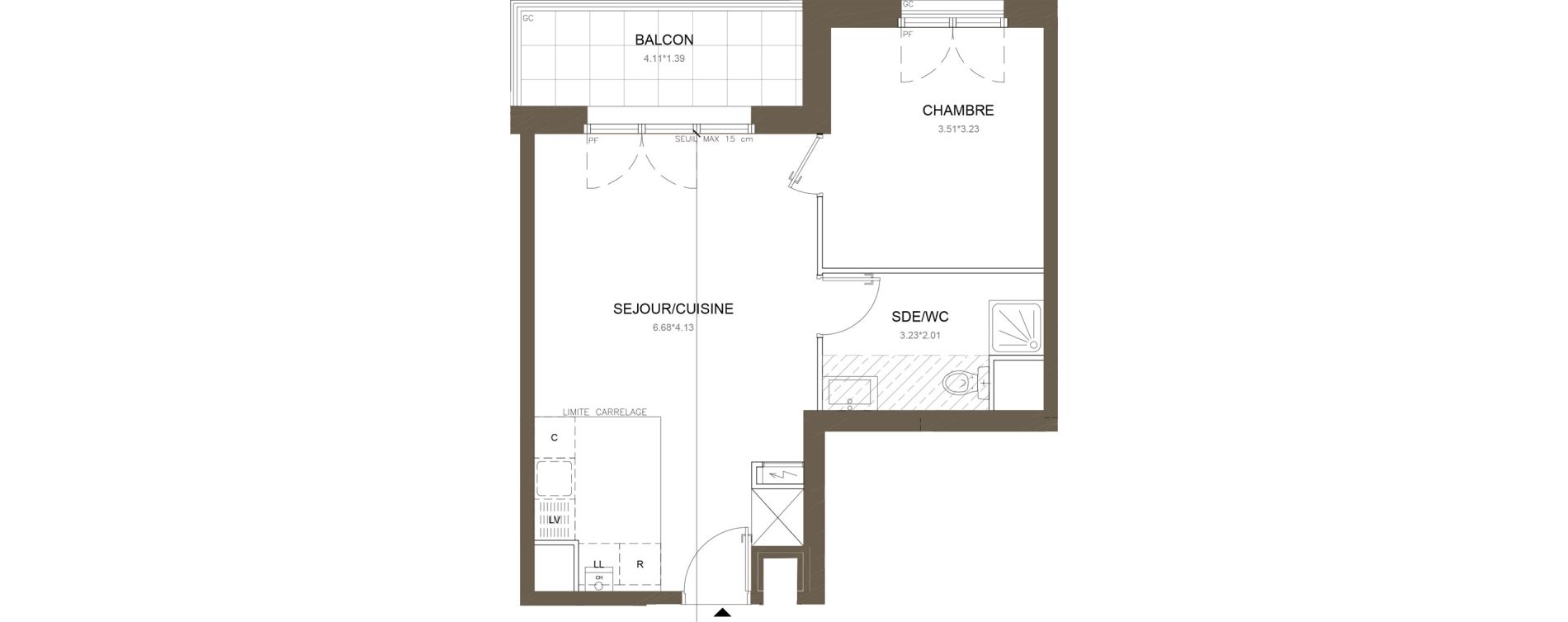 Appartement T2 de 42,77 m2 &agrave; Clamart Gare