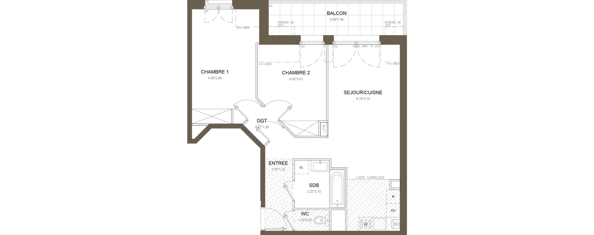 Appartement T3 de 58,61 m2 &agrave; Clamart Gare