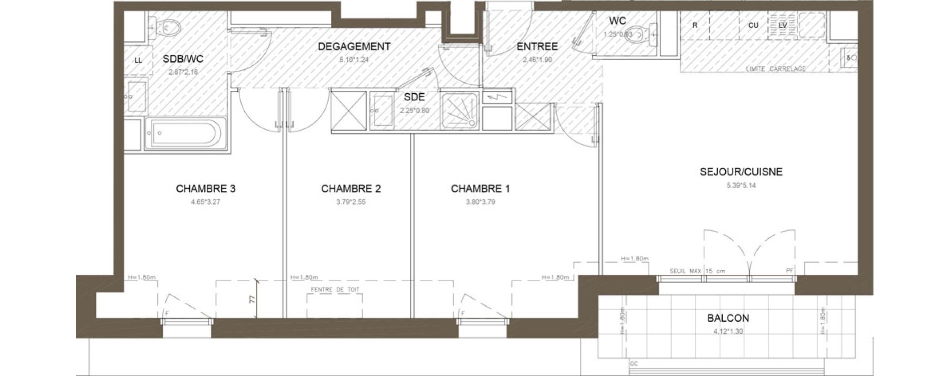 Appartement T4 de 77,77 m2 &agrave; Clamart Gare