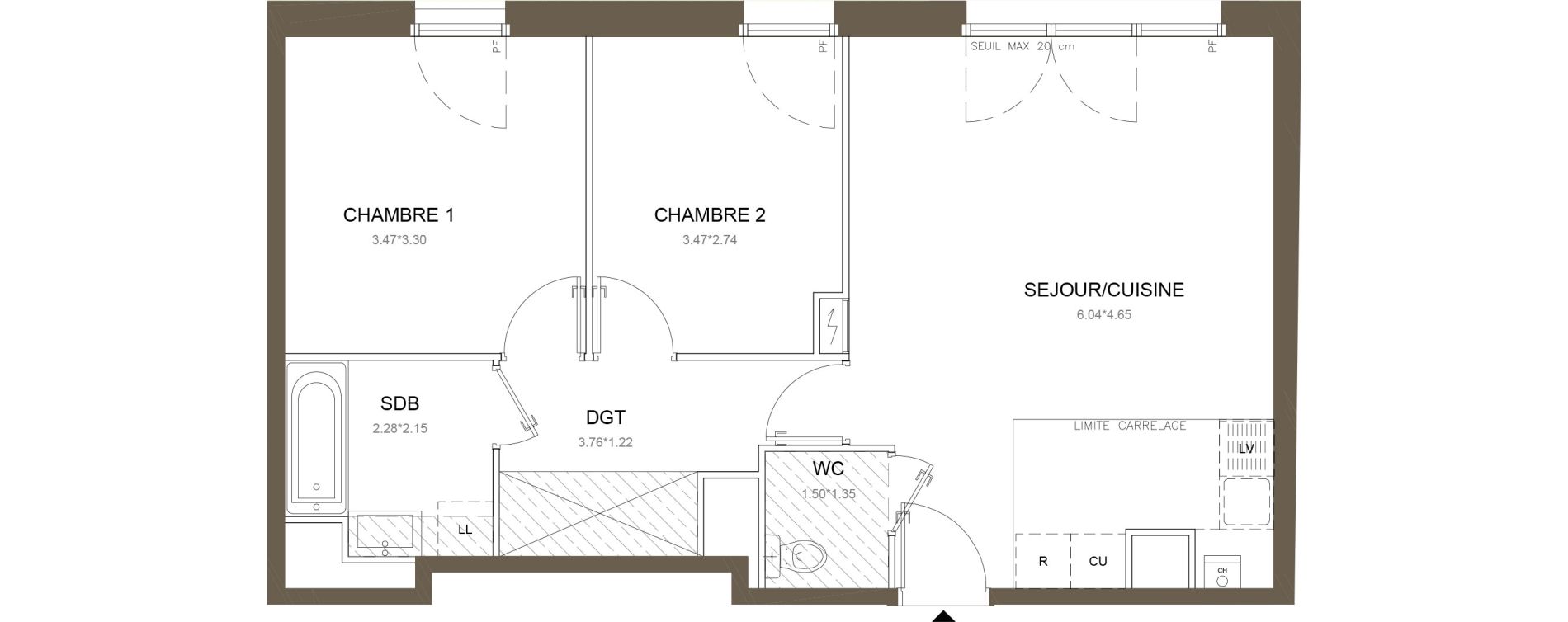 Appartement T3 de 60,49 m2 &agrave; Clamart Gare