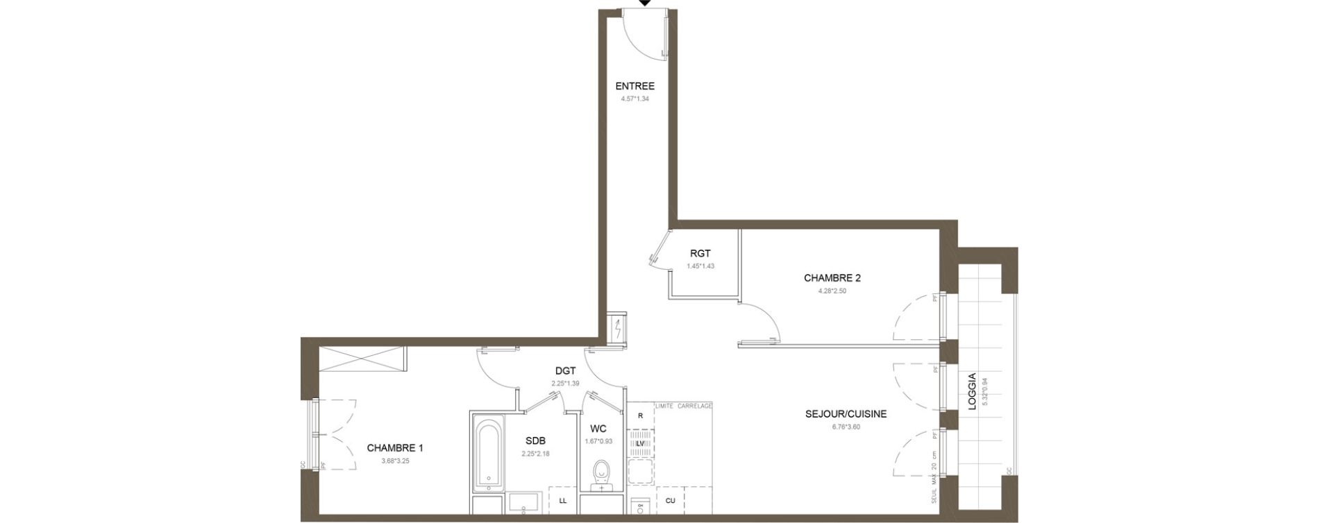 Appartement T3 de 70,34 m2 &agrave; Clamart Gare