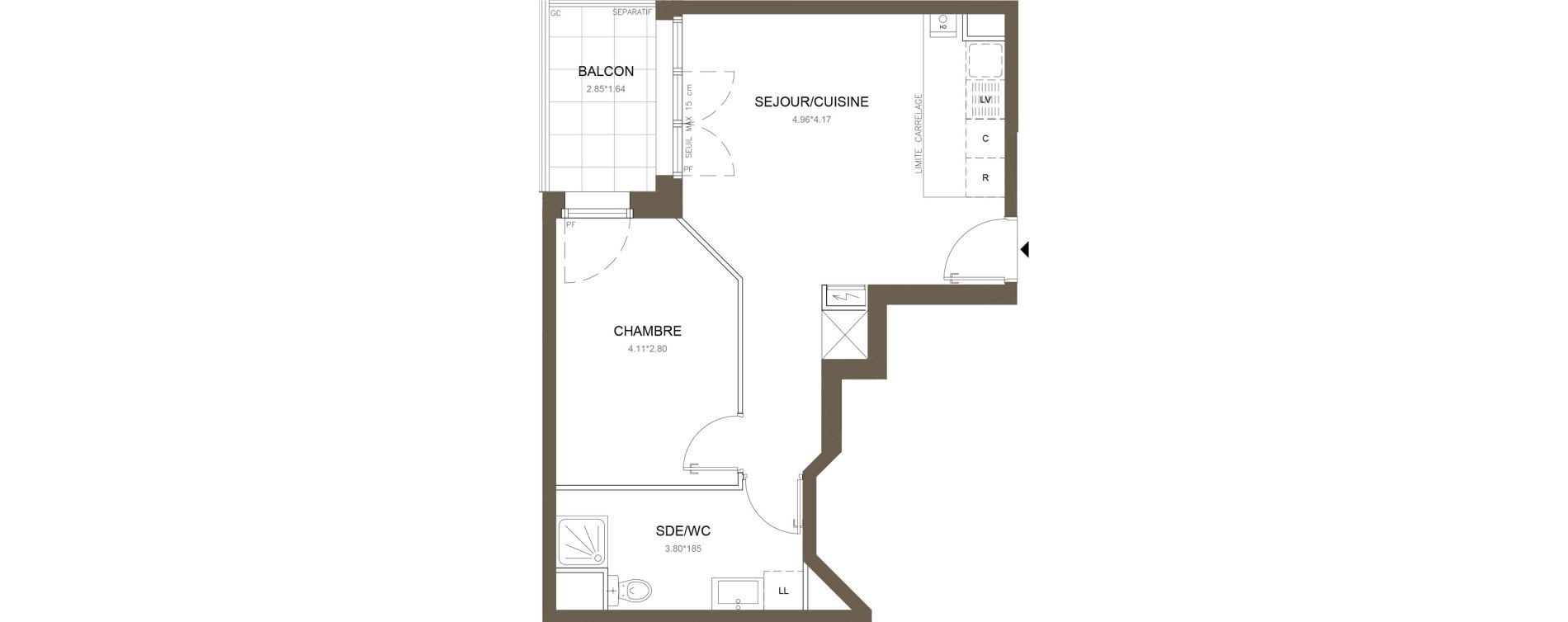 Appartement T2 de 41,62 m2 &agrave; Clamart Gare