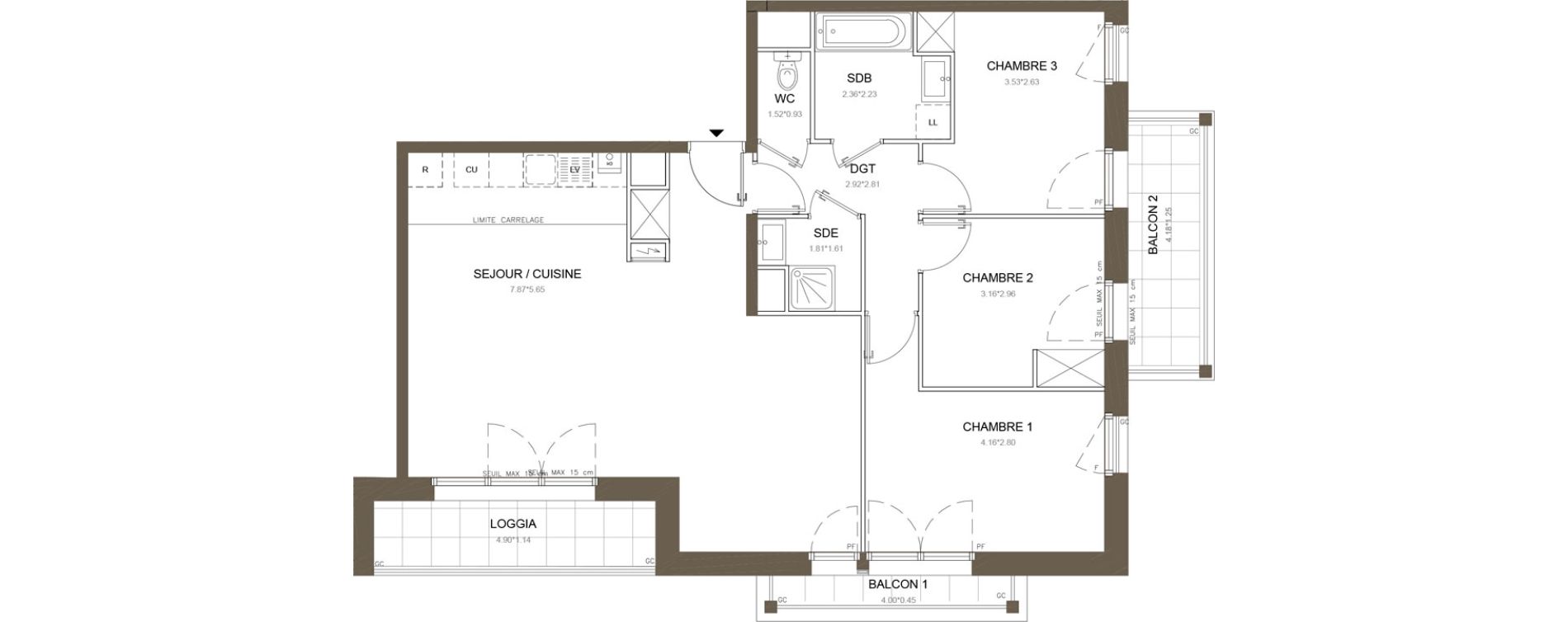 Appartement T4 de 88,21 m2 &agrave; Clamart Gare