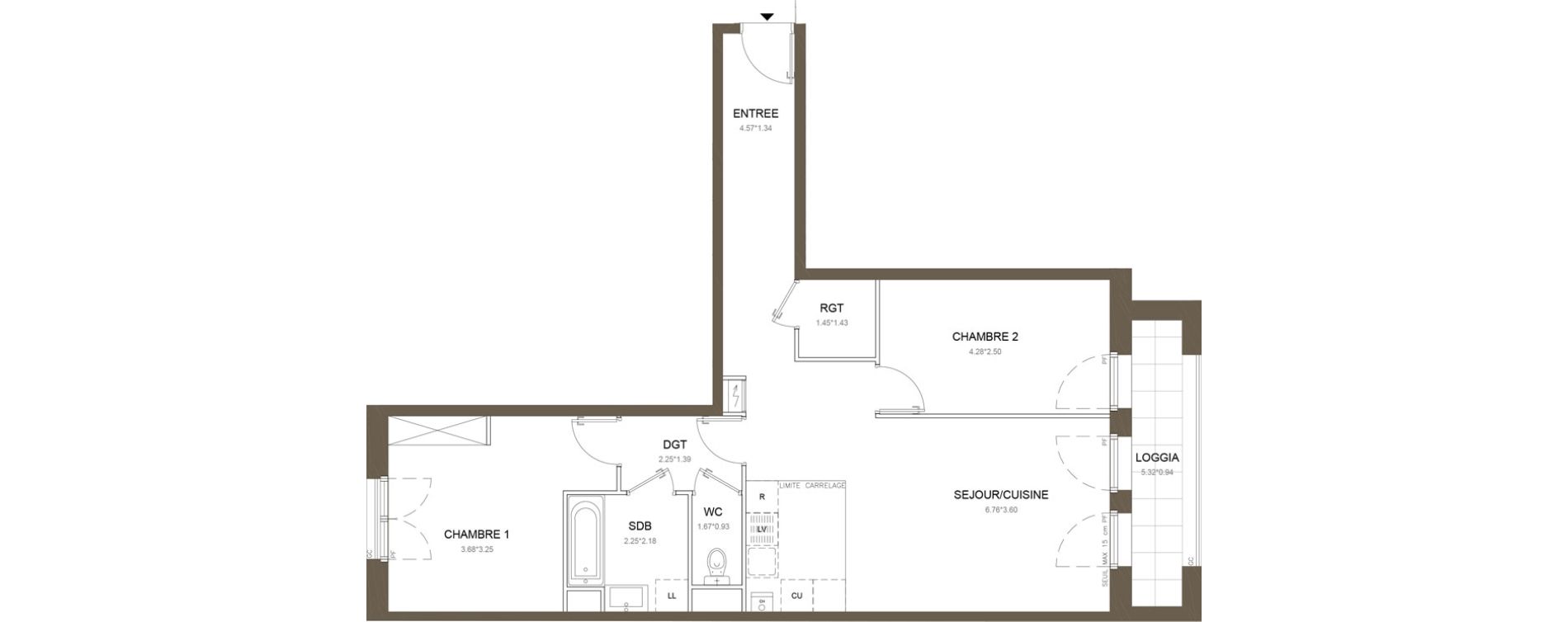 Appartement T3 de 70,34 m2 &agrave; Clamart Gare