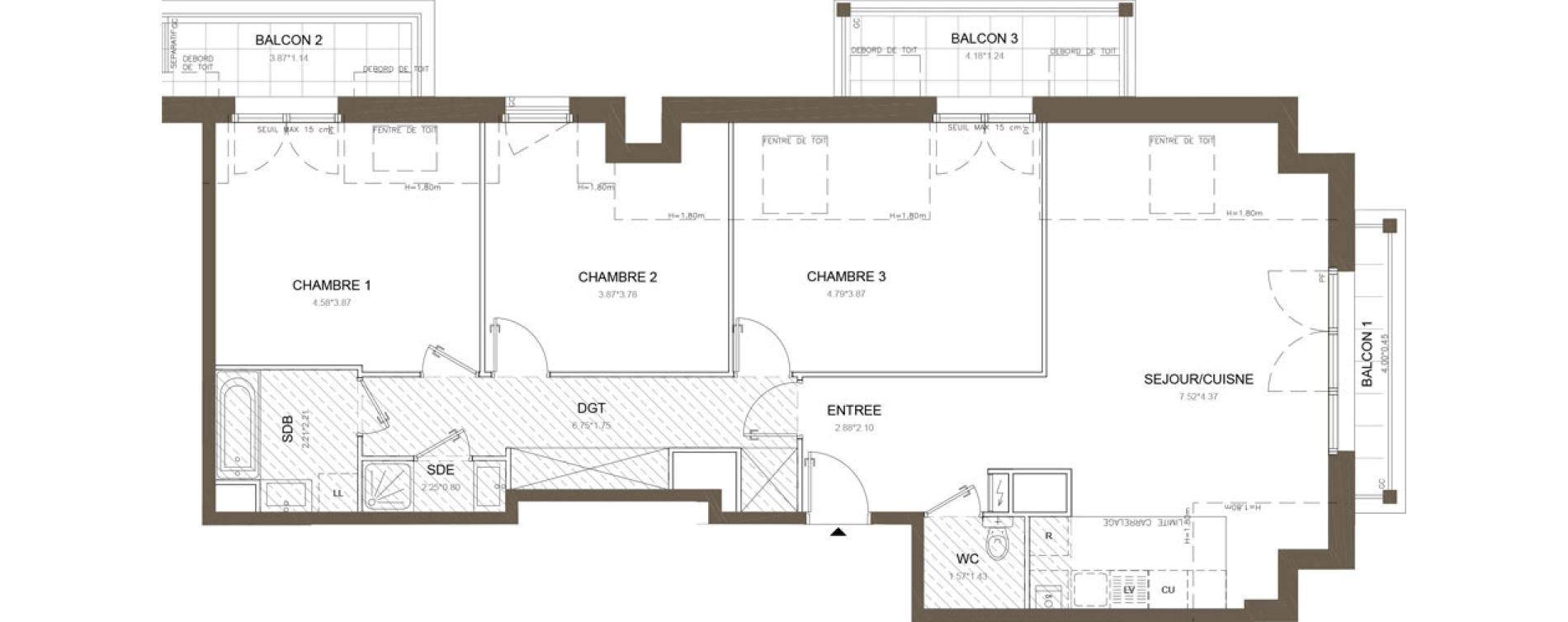 Appartement T4 de 87,68 m2 &agrave; Clamart Gare