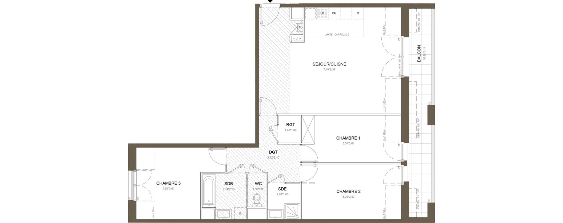 Appartement T4 de 88,67 m2 &agrave; Clamart Gare