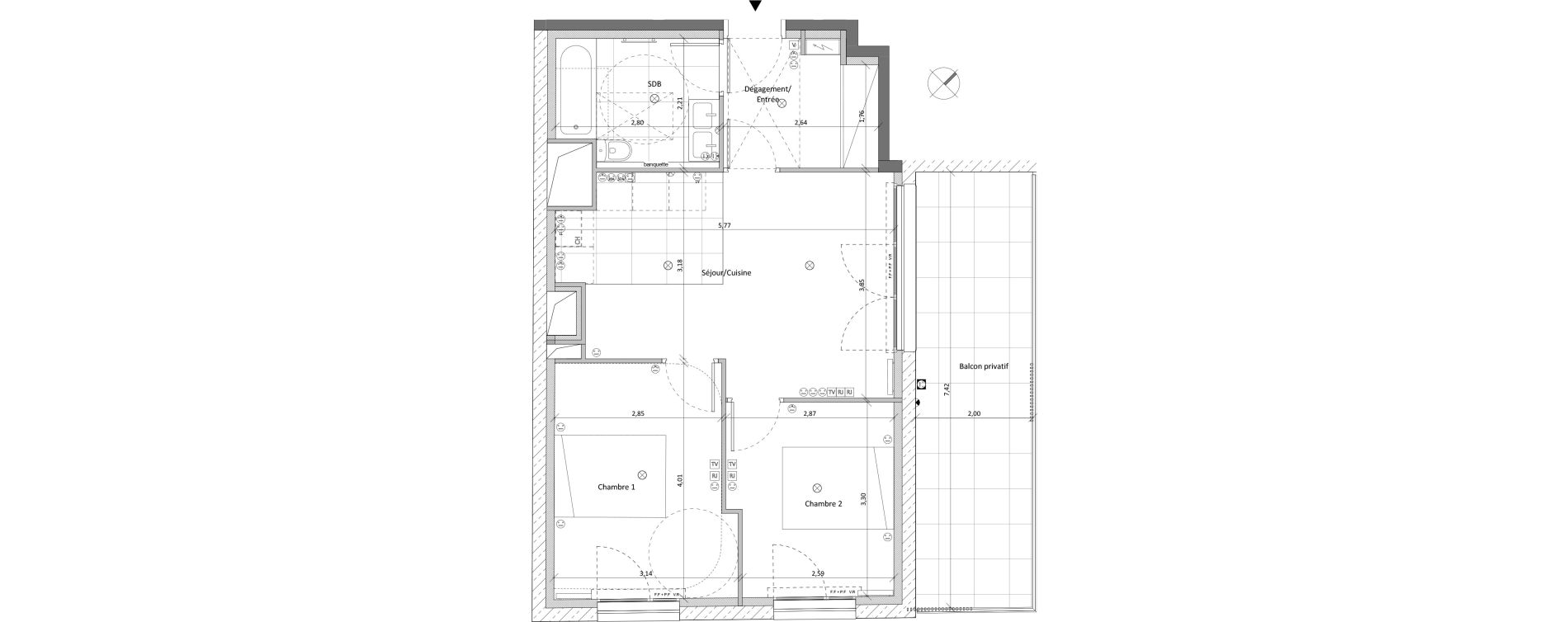 Appartement T3 de 51,40 m2 &agrave; Clichy Morel