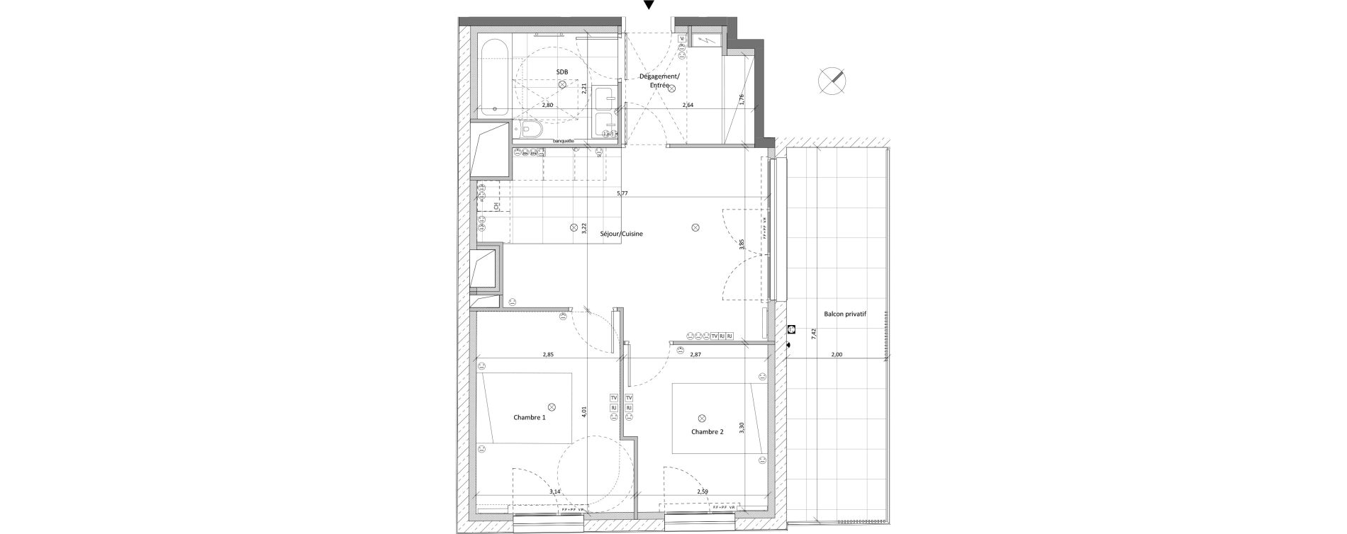 Appartement T3 de 51,27 m2 &agrave; Clichy Morel