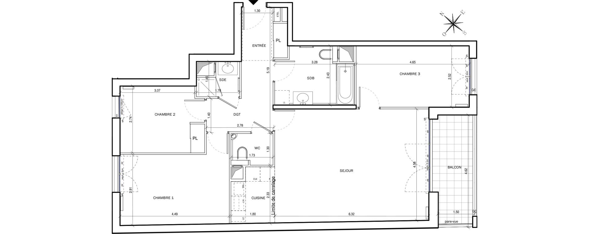 Appartement T4 de 88,77 m2 &agrave; Clichy Victor hugo