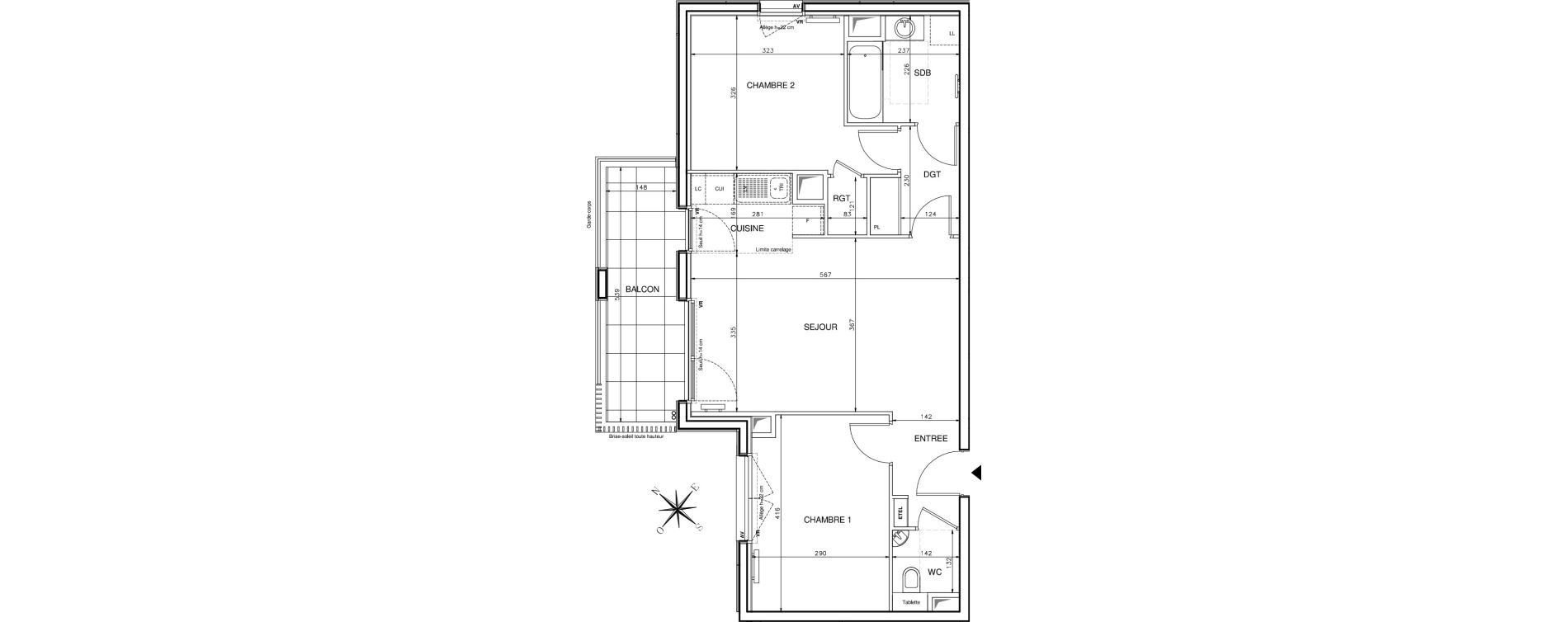 Appartement T3 de 62,55 m2 &agrave; Clichy Victor hugo