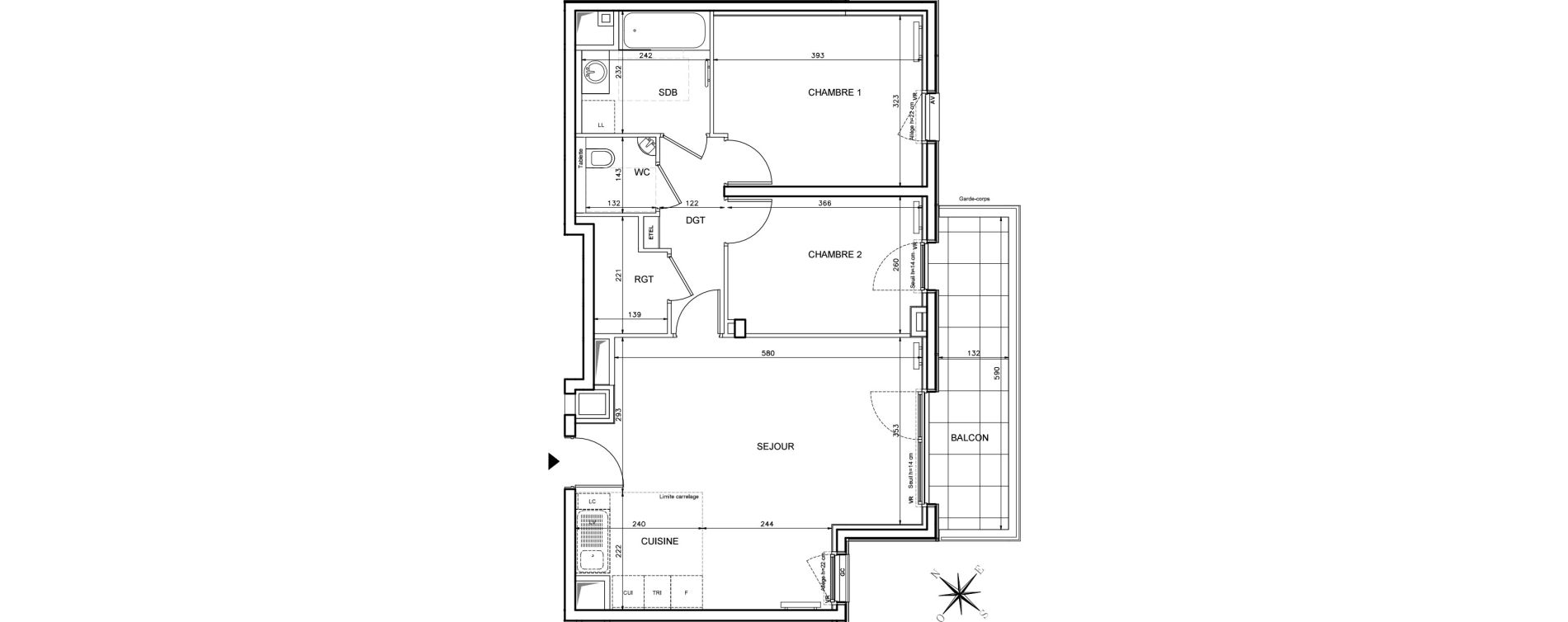 Appartement T3 de 65,22 m2 &agrave; Clichy Victor hugo
