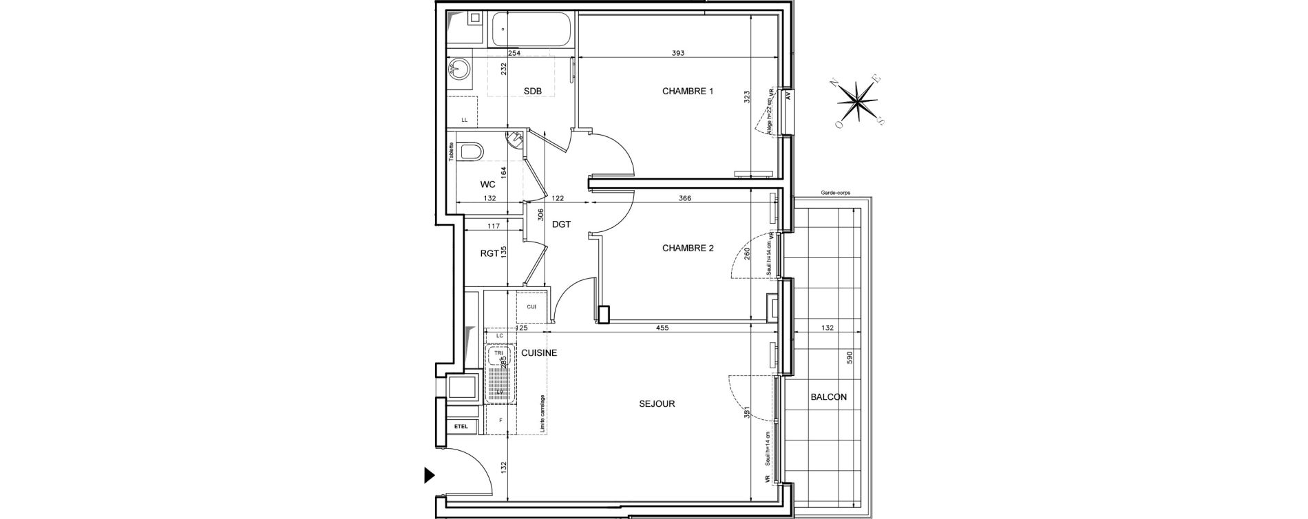 Appartement T3 de 57,32 m2 &agrave; Clichy Victor hugo