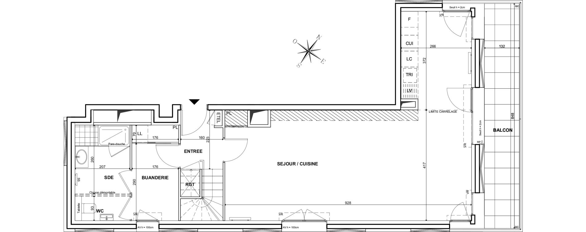 Duplex T4 de 106,50 m2 &agrave; Clichy Bac d'asni&egrave;res