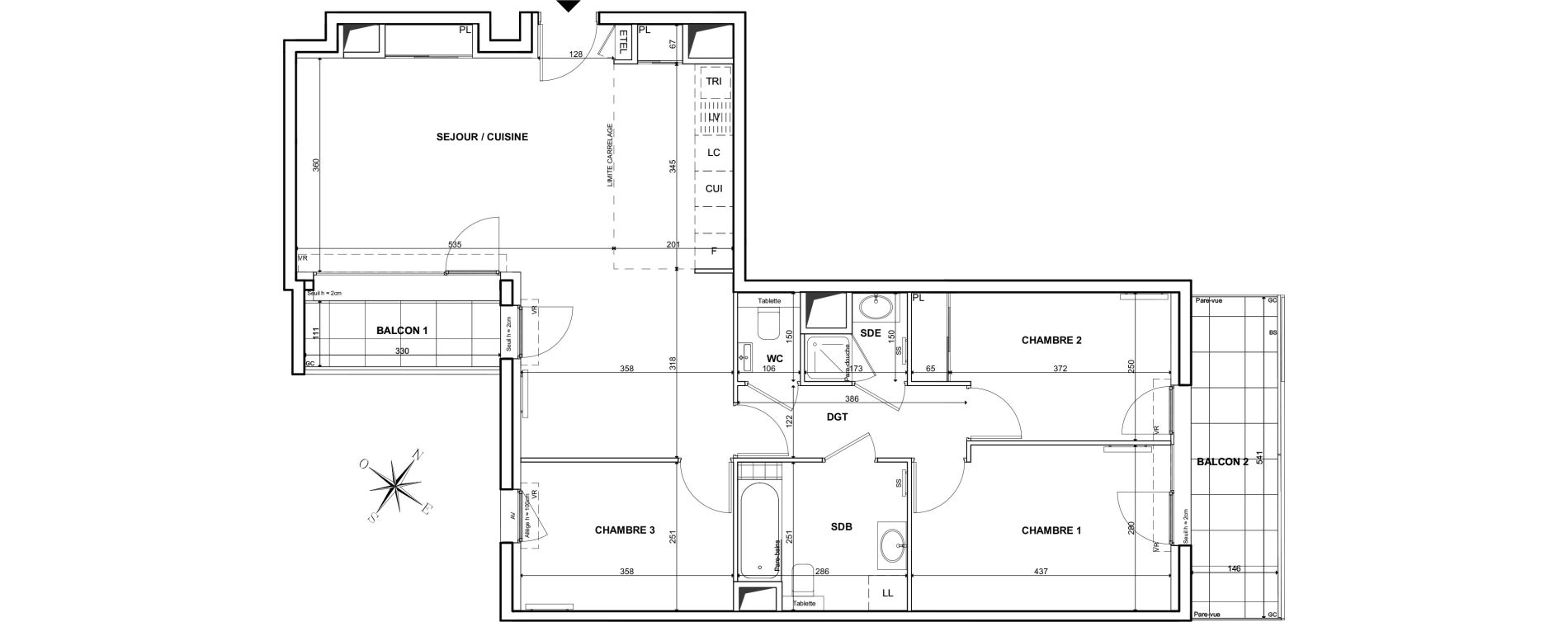 Appartement T4 de 85,40 m2 &agrave; Clichy Bac d'asni&egrave;res
