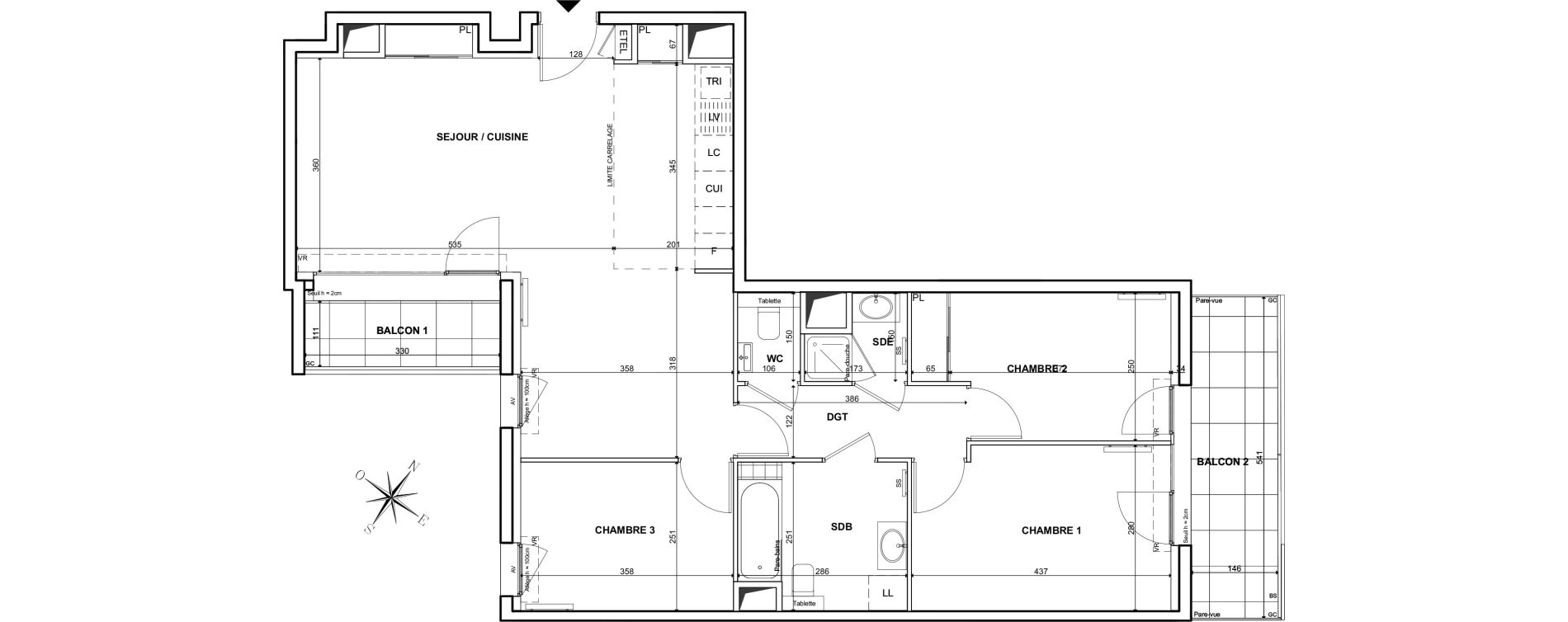 Appartement T4 de 85,40 m2 &agrave; Clichy Bac d'asni&egrave;res
