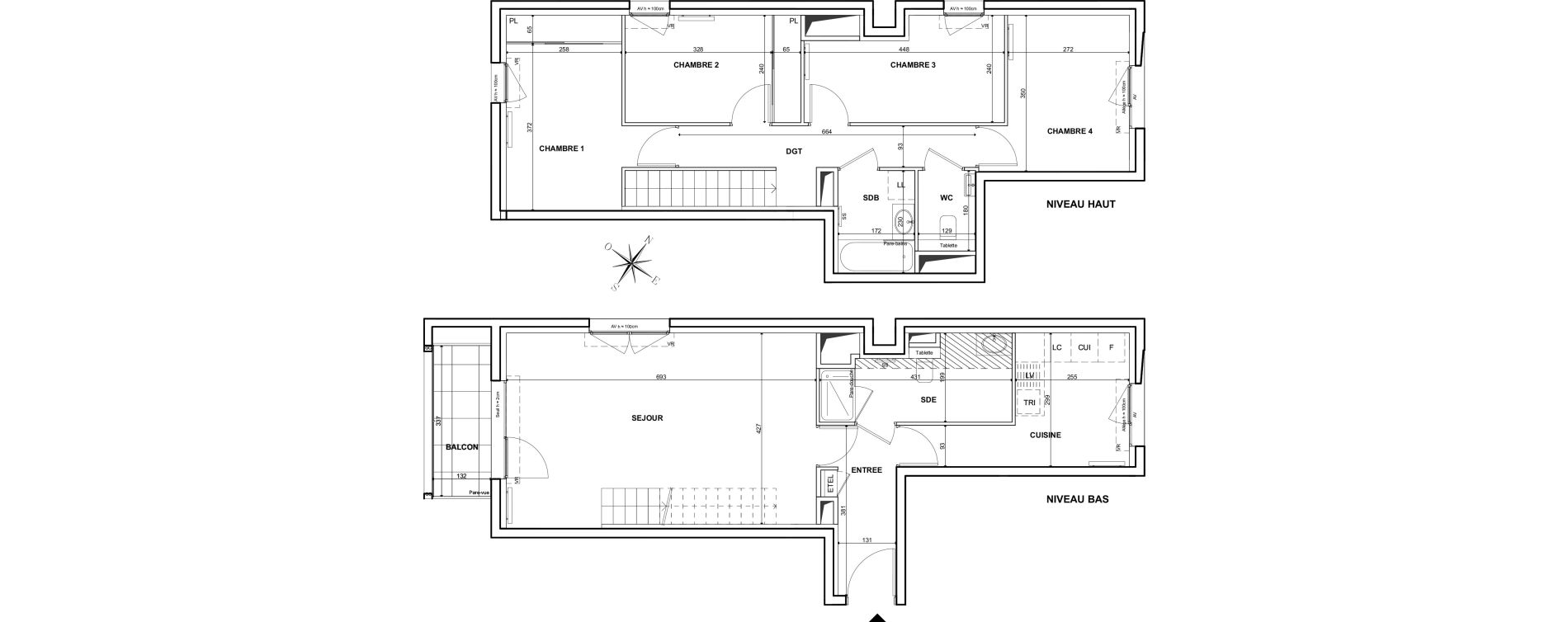 Duplex T5 de 104,60 m2 &agrave; Clichy Bac d'asni&egrave;res