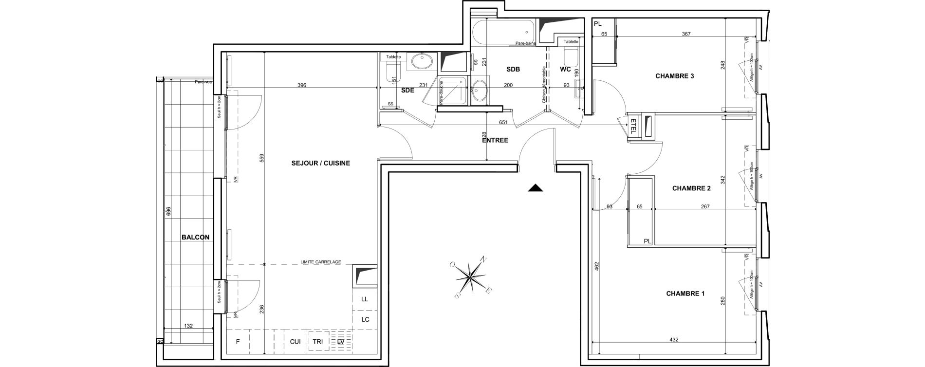Appartement T4 de 84,10 m2 &agrave; Clichy Bac d'asni&egrave;res