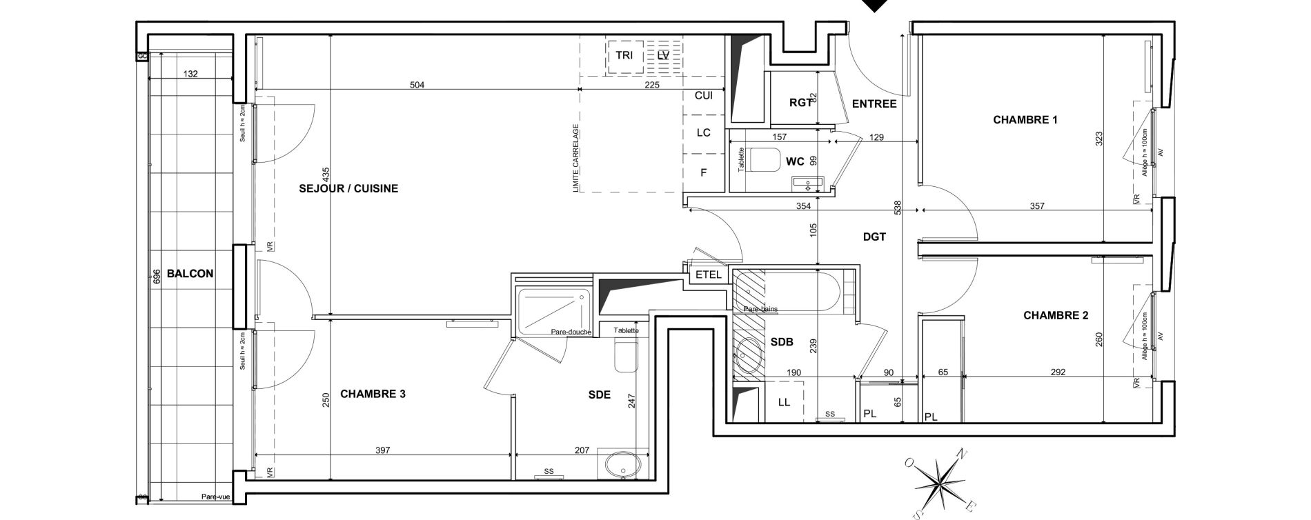 Appartement T4 de 80,90 m2 &agrave; Clichy Bac d'asni&egrave;res