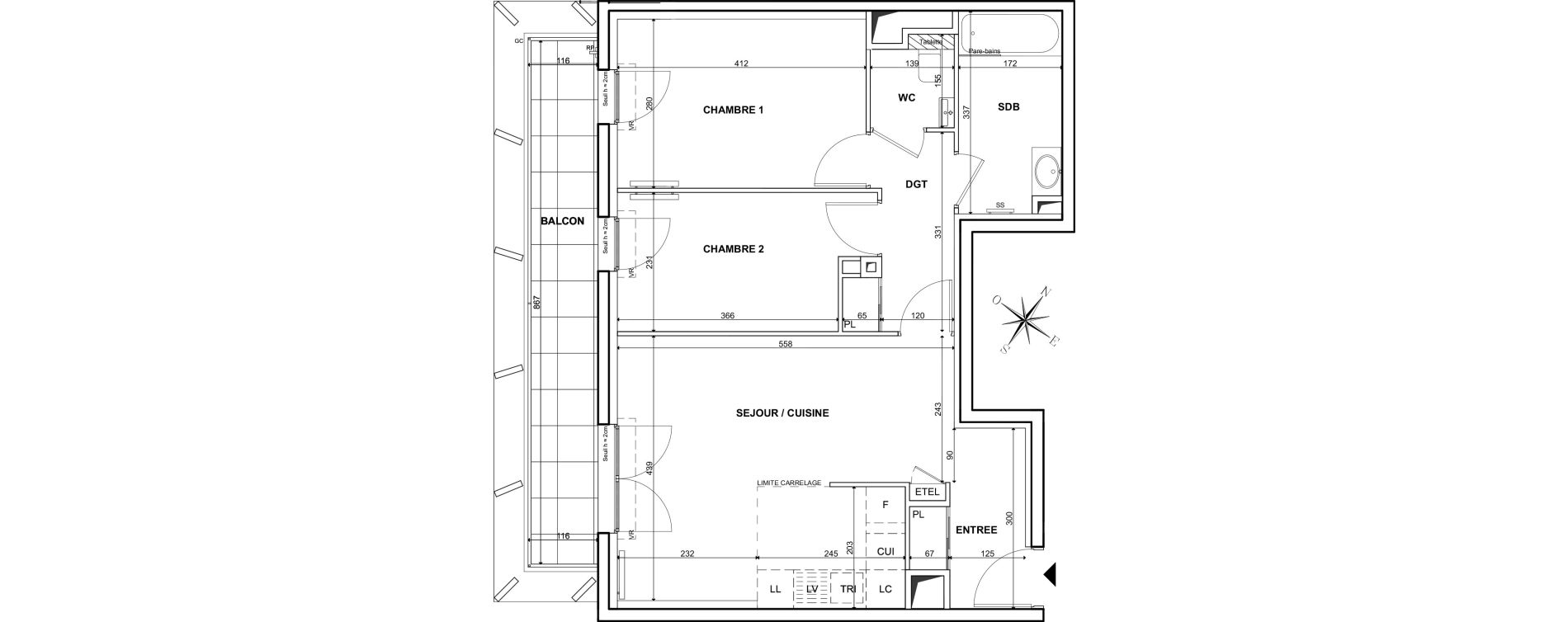 Appartement T3 de 60,40 m2 &agrave; Clichy Bac d'asni&egrave;res