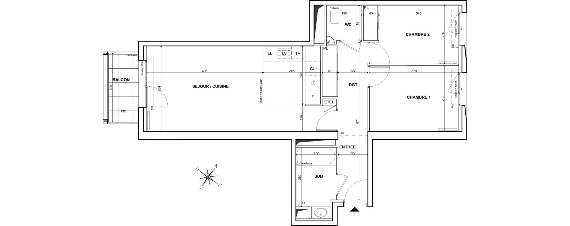 Appartement T3 de 65,00 m2 &agrave; Clichy Bac d'asni&egrave;res