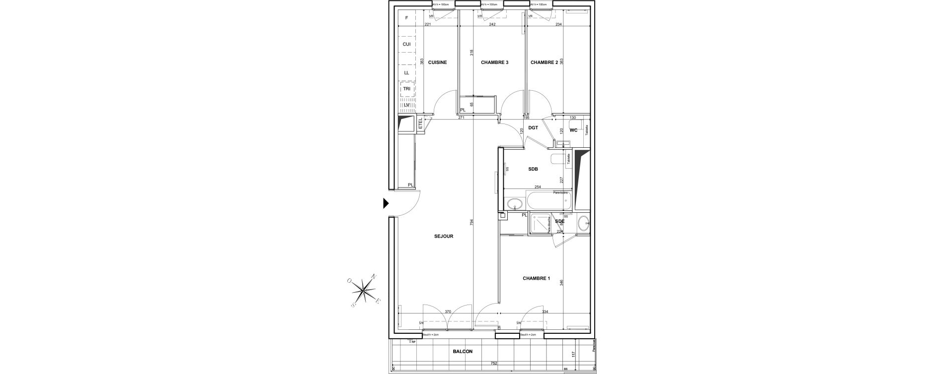Appartement T4 de 79,30 m2 &agrave; Clichy Bac d'asni&egrave;res