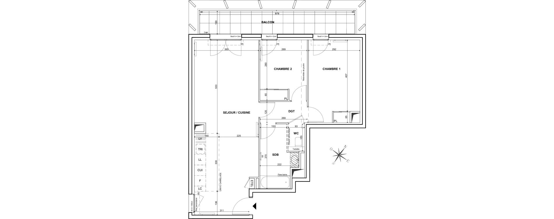 Appartement T3 de 68,60 m2 &agrave; Clichy Bac d'asni&egrave;res