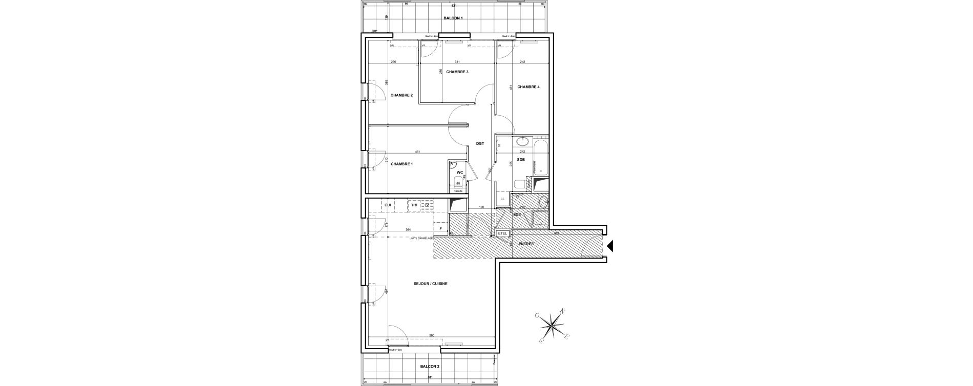 Appartement T5 de 103,70 m2 &agrave; Clichy Bac d'asni&egrave;res
