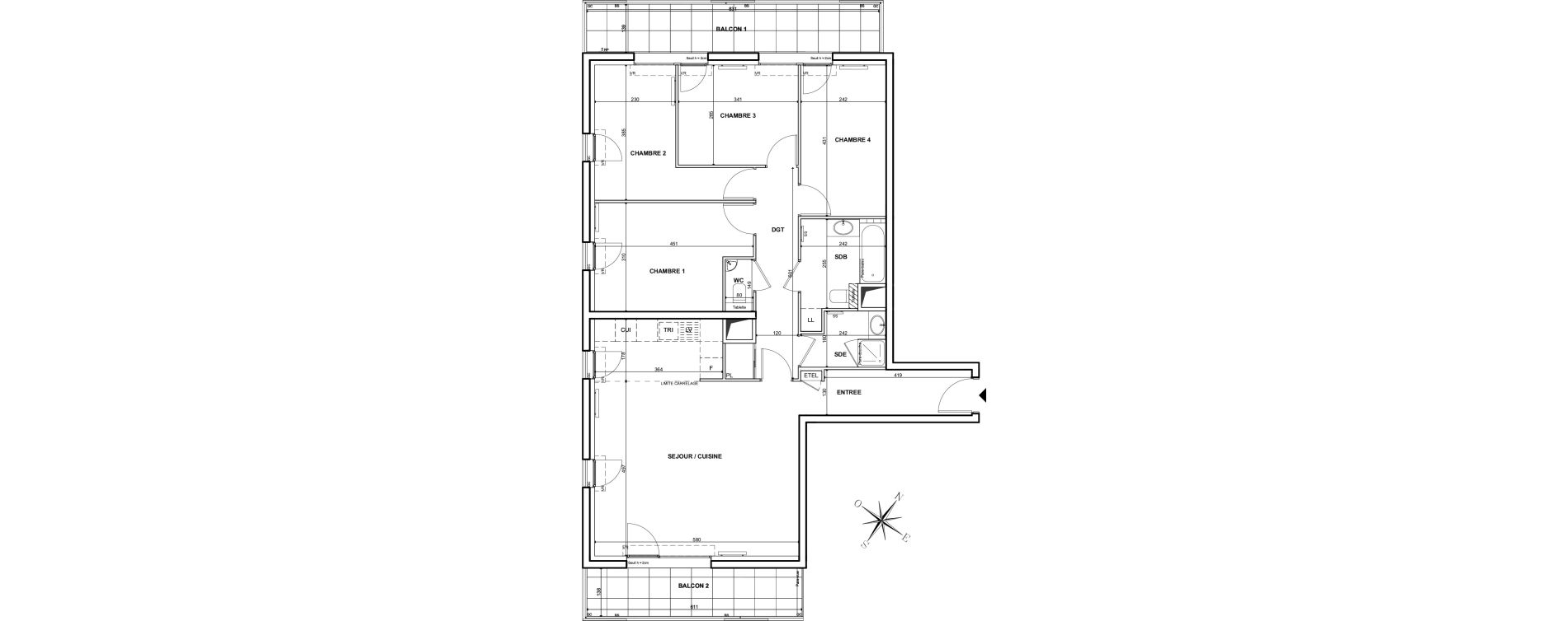 Appartement T5 de 103,70 m2 &agrave; Clichy Bac d'asni&egrave;res
