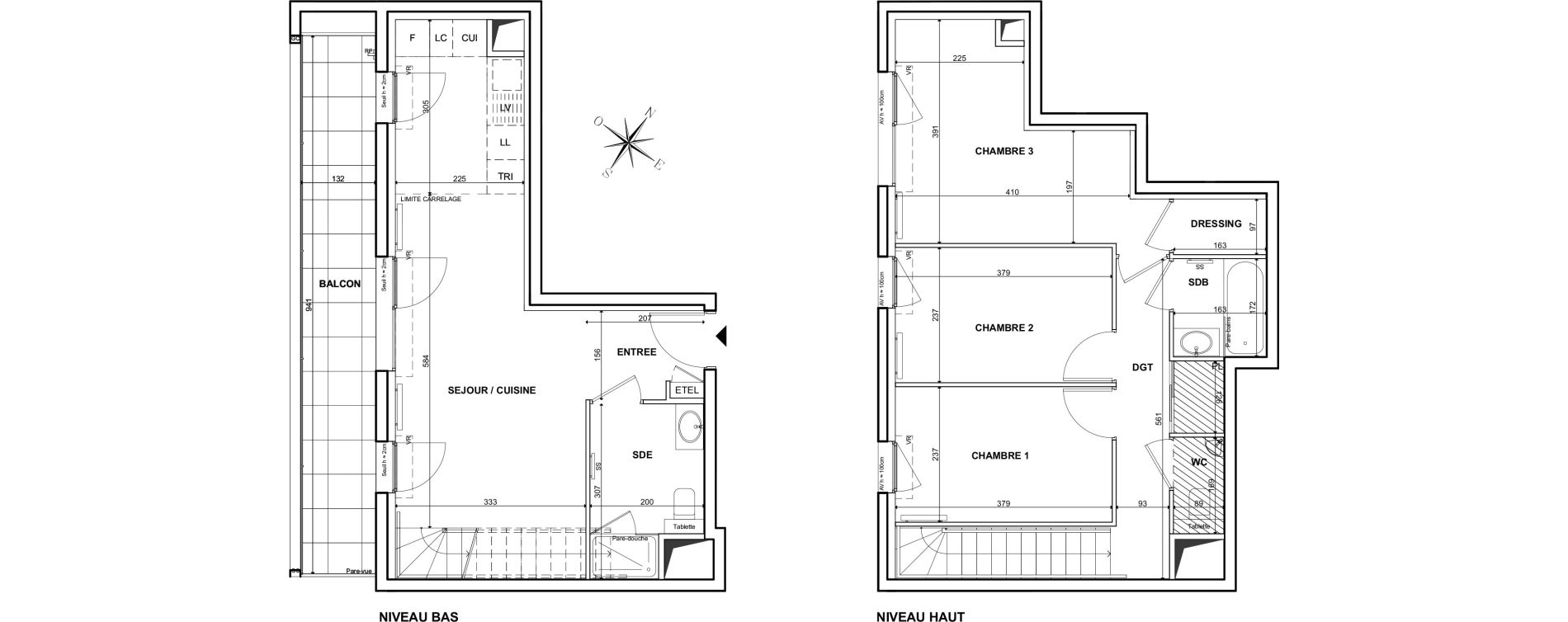 Duplex T4 de 76,30 m2 &agrave; Clichy Bac d'asni&egrave;res