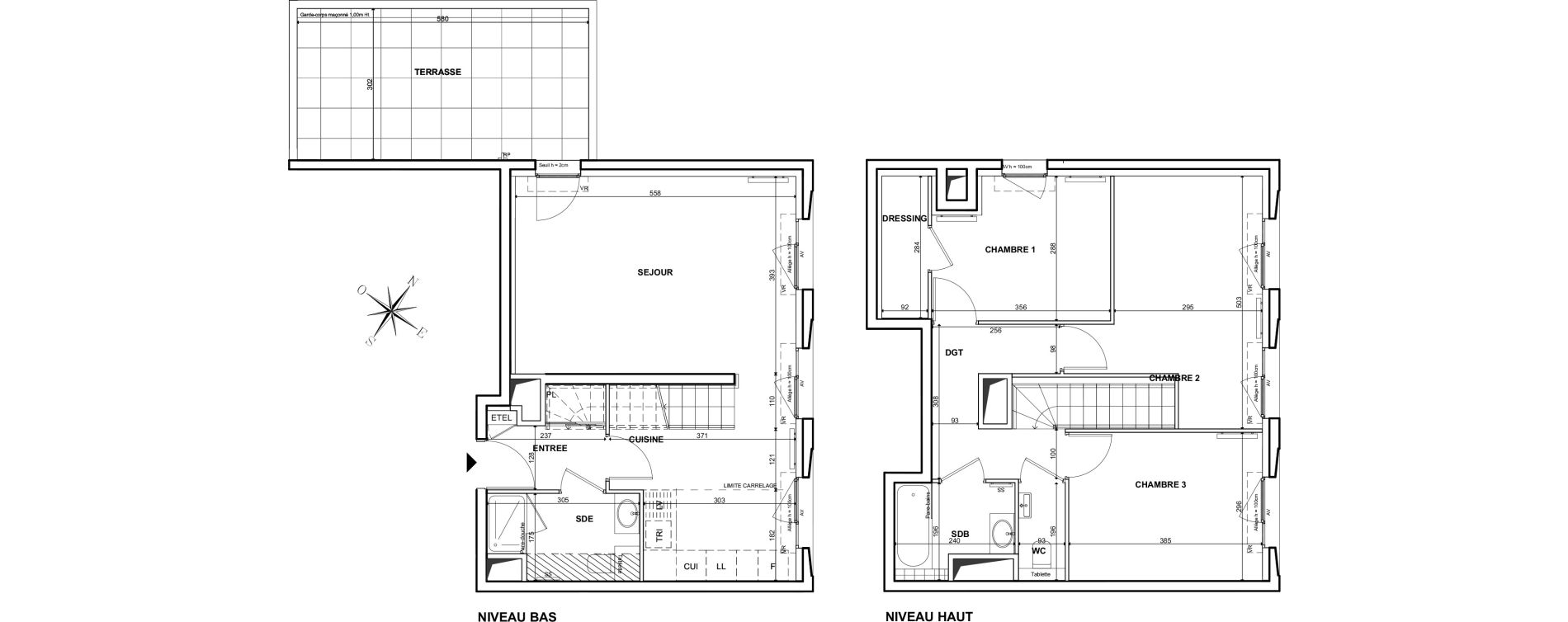 Duplex T4 de 92,10 m2 &agrave; Clichy Bac d'asni&egrave;res