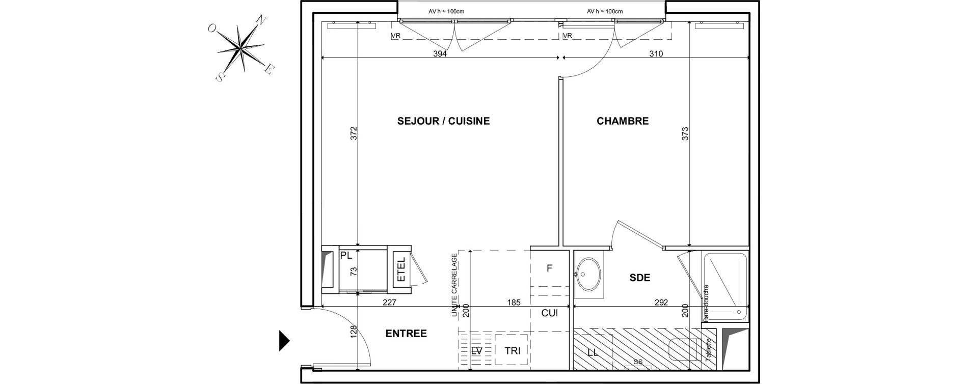 Appartement T2 de 39,60 m2 &agrave; Clichy Bac d'asni&egrave;res