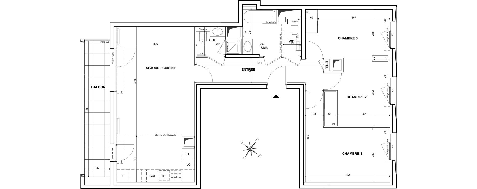Appartement T4 de 83,90 m2 &agrave; Clichy Bac d'asni&egrave;res