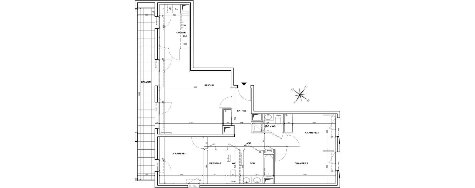 Appartement T4 de 93,40 m2 &agrave; Clichy Bac d'asni&egrave;res