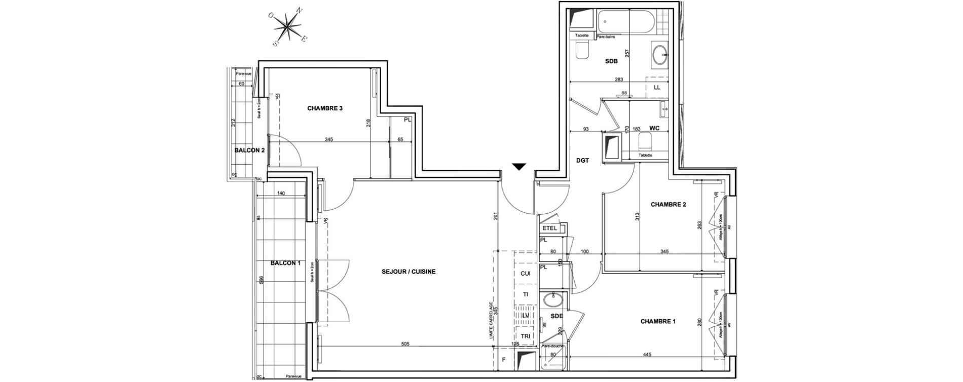 Appartement T4 de 85,80 m2 &agrave; Clichy Bac d'asni&egrave;res