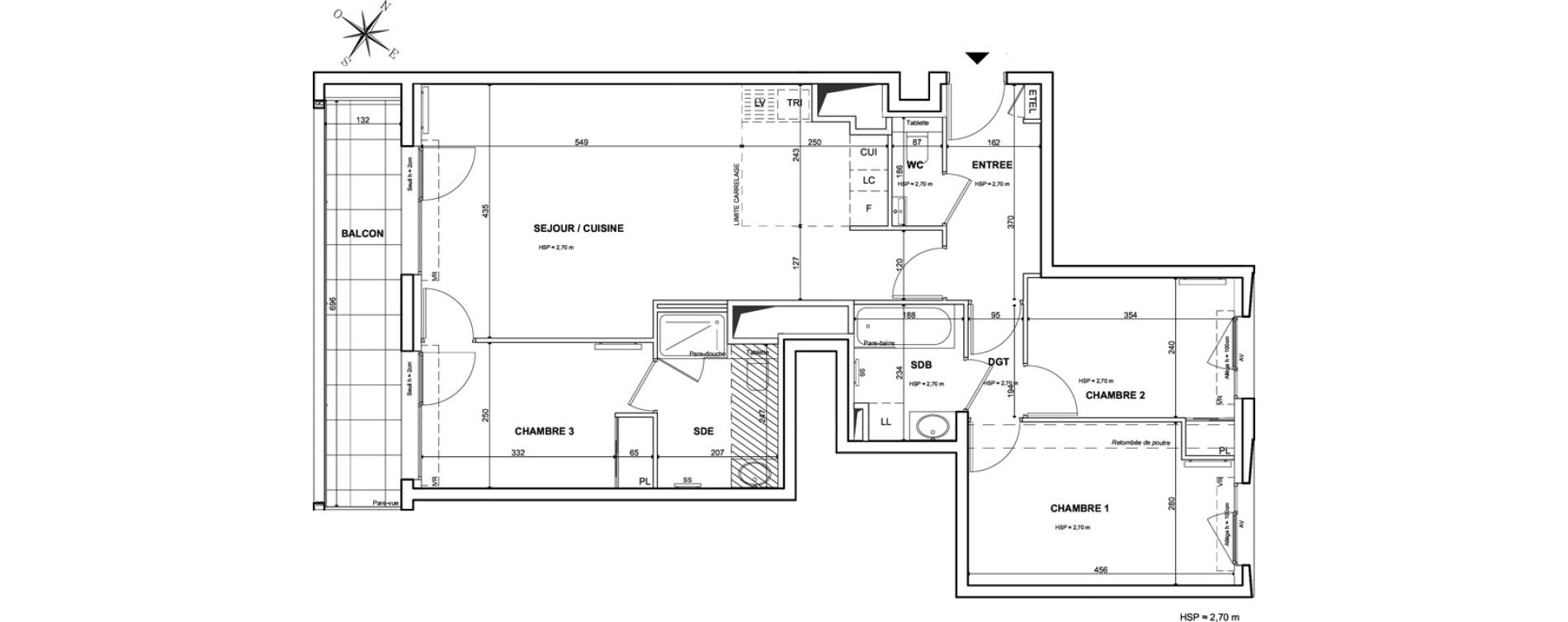 Appartement T4 de 82,40 m2 &agrave; Clichy Bac d'asni&egrave;res