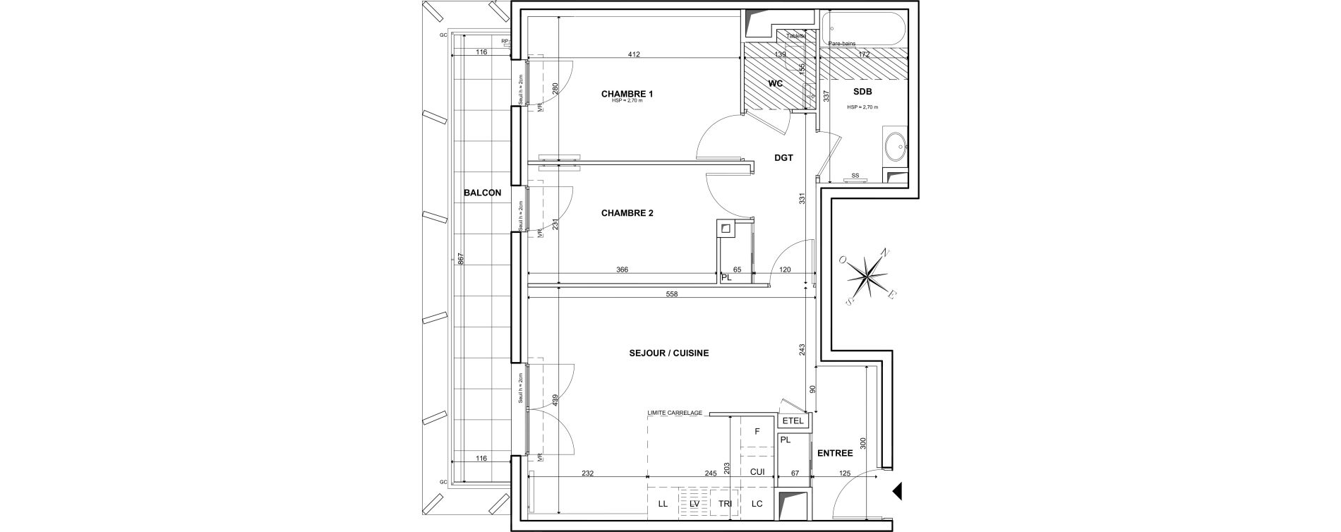 Appartement T3 de 60,50 m2 &agrave; Clichy Bac d'asni&egrave;res