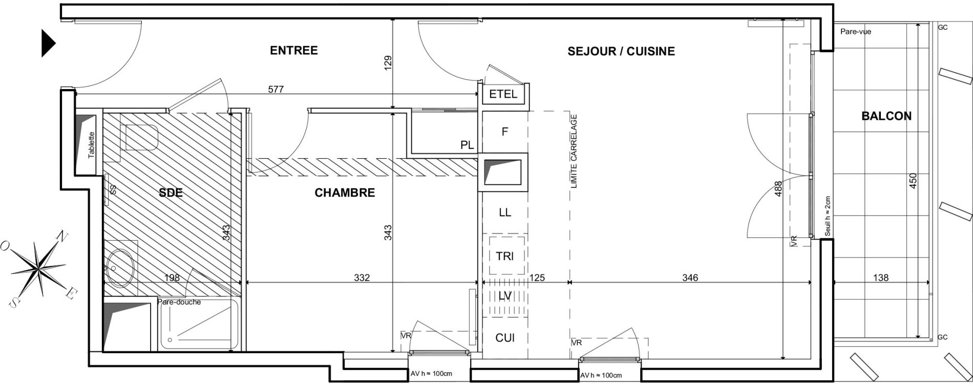 Appartement T2 de 47,70 m2 &agrave; Clichy Bac d'asni&egrave;res