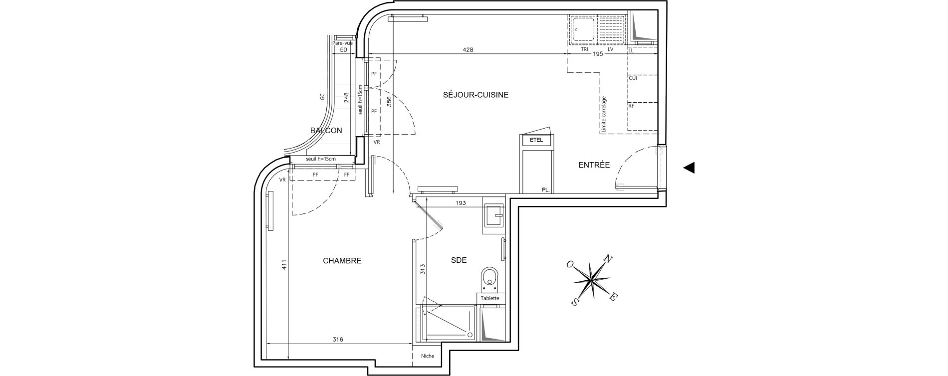 Appartement T2 de 41,51 m2 &agrave; Clichy Gabriel peri
